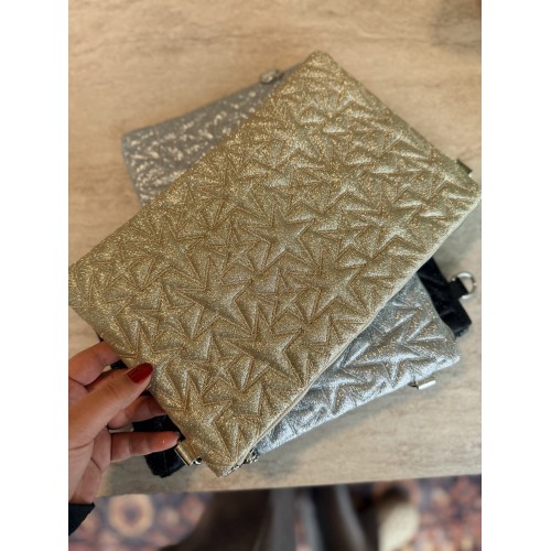 Gold Yıldızlı Clutch Çanta