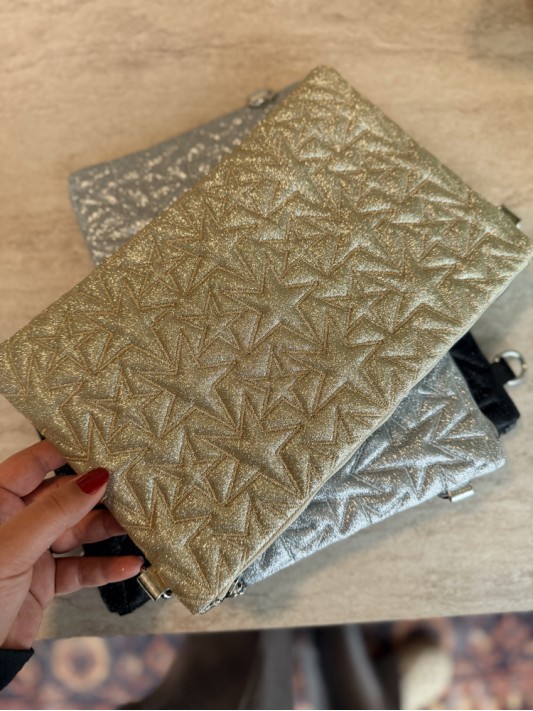 Gold Yıldızlı Clutch Çanta
