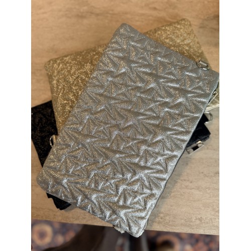 Gümüş Yıldızlı Clutch Çanta