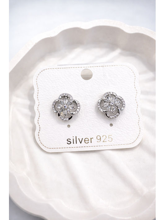 Gümüş İğneli Zirkon Taşlı Küpe