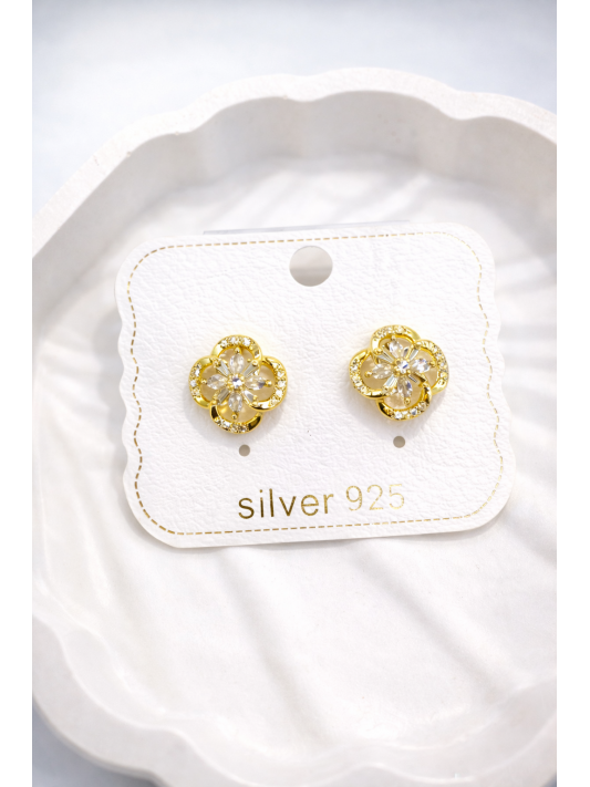 Gümüş İğneli Zirkon Taşlı Küpe