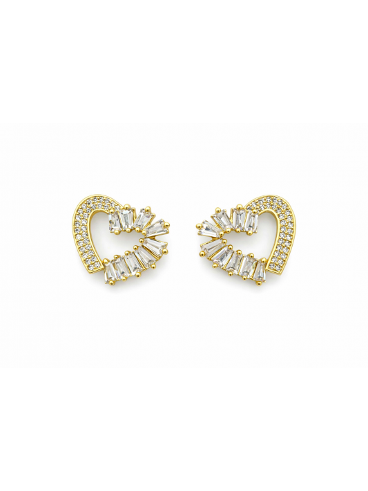 Gümüş İğneli Zirkon Taşlı Kalp Küpe