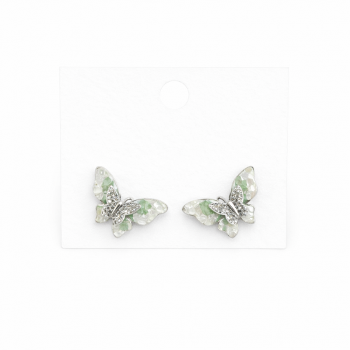 Gümüş İğneli Zirkon Taşlı Kelebek Küpe