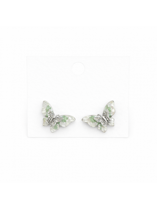 Gümüş İğneli Zirkon Taşlı Kelebek Küpe