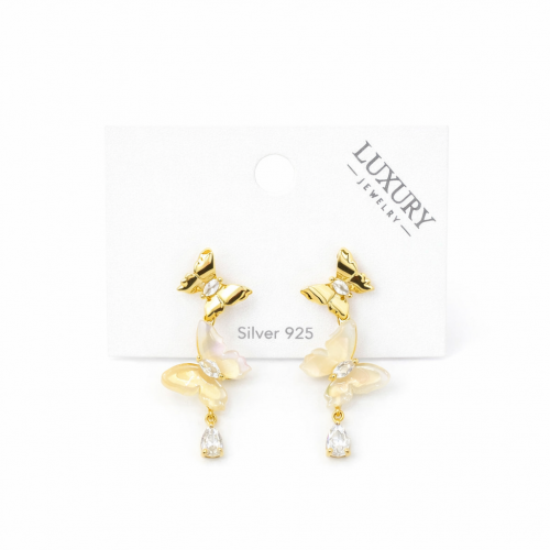 Gümüş İğneli Zirkon Taşlı Arılı Küpe