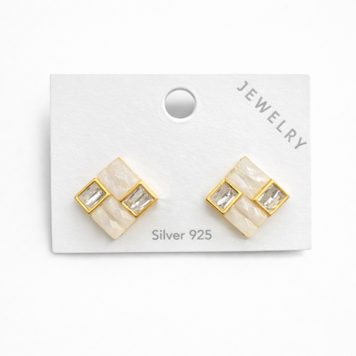 Kare Gümüş İğneli Küpe