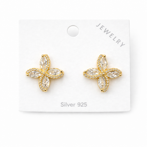 Baget Taşlı Gümüş İğneli Küpe