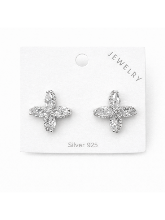 Baget Taşlı Gümüş İğneli Küpe