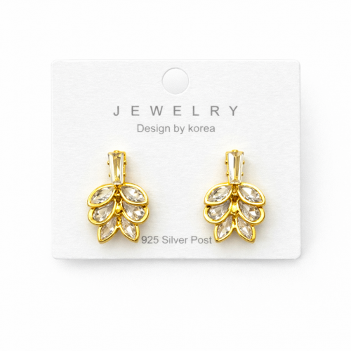 Baget Taşlı Gümüş İğneli Küpe