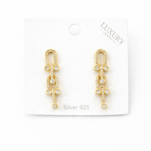 Zirkon Taşlı Gümüş İğneli Küpe