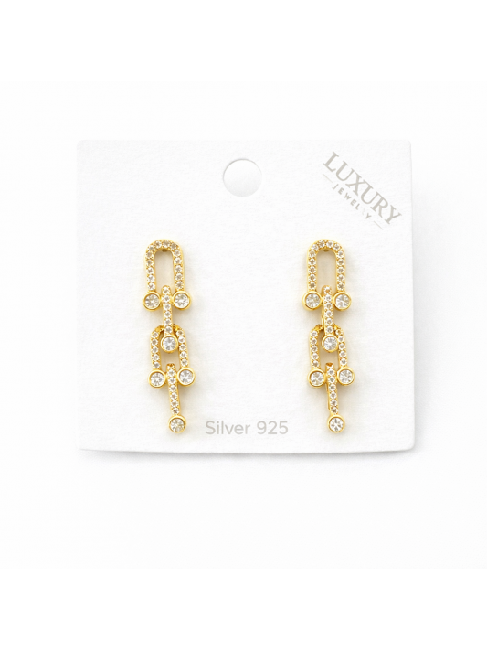 Zirkon Taşlı Gümüş İğneli Küpe