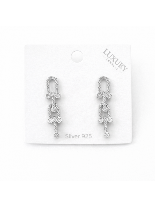 Zirkon Taşlı Gümüş İğneli Küpe