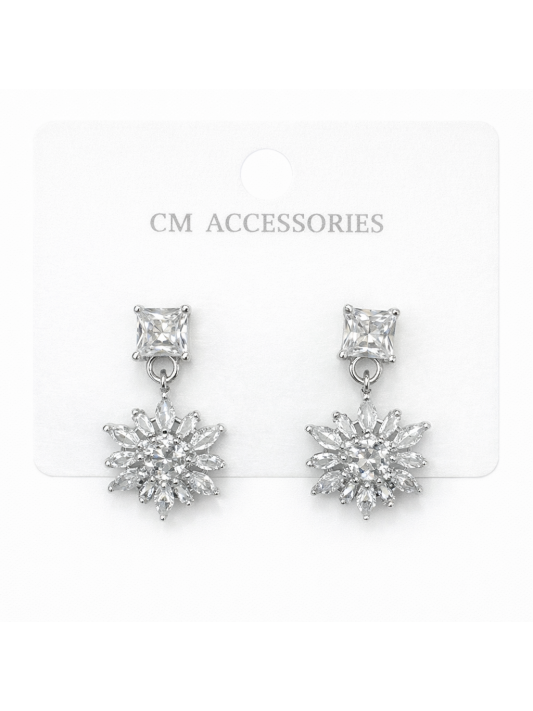 Baget Taşlı Gümüş İğneli Küpe