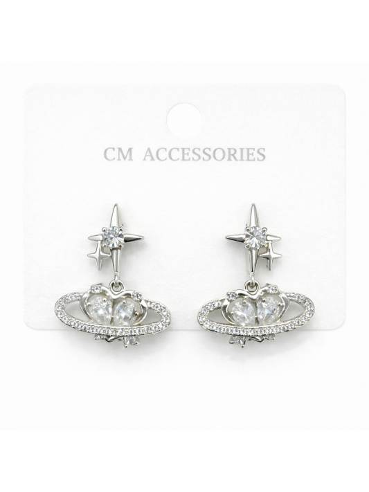 Kuzey Yıldızlı Kalpli Küpe