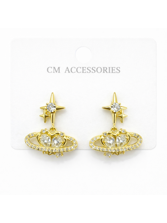 Kuzey Yıldızlı Kalpli Küpe