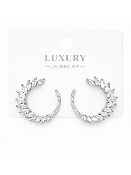 Gümüş İğneli Zirkon Taşlı Küpe