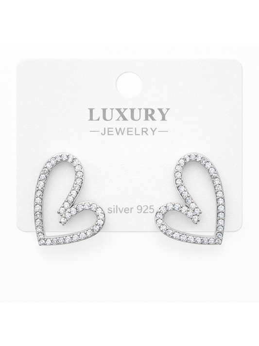 Kalpli Gümüş İğneli Zirkon Taşlı Küpe