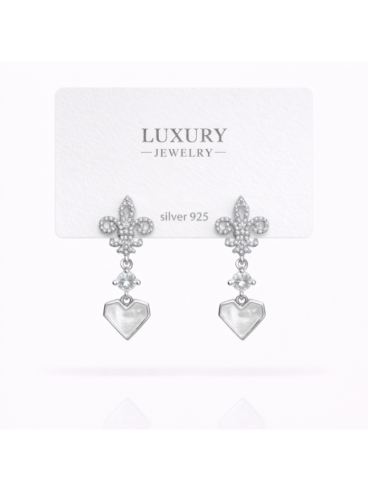 Zirkon Taşlı Gümüş İğneli Küpe