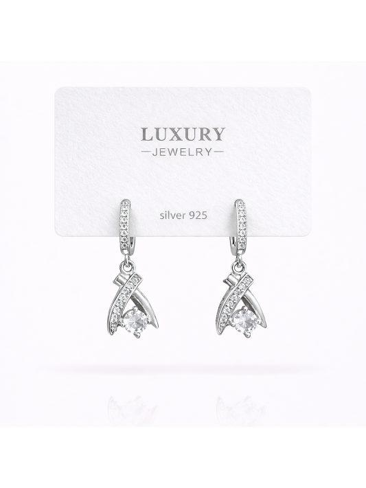 Sallantılı Zirkon Taşlı Gümüş İğneli