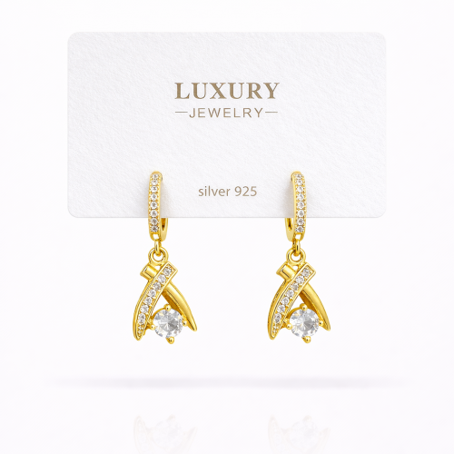 Sallantılı Zirkon Taşlı Gümüş İğneli