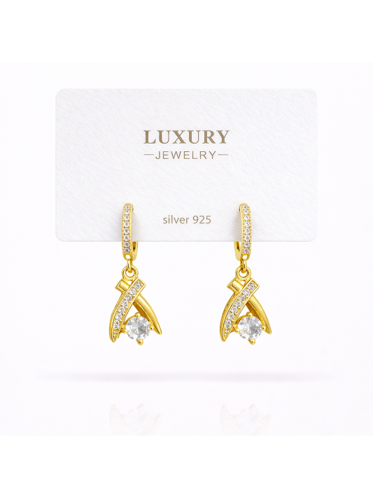 Sallantılı Zirkon Taşlı Gümüş İğneli