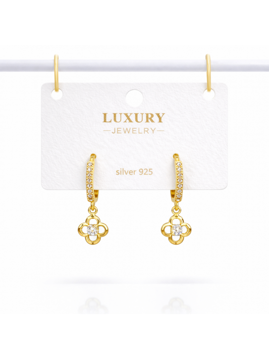 Sallantılı Zirkon Taşlı Gümüş İğneli