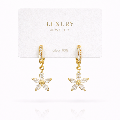 Sallantılı Zirkon Taşlı Gümüş İğneli