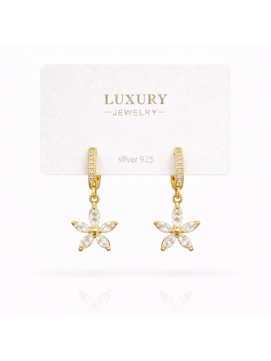 Sallantılı Zirkon Taşlı Gümüş İğneli