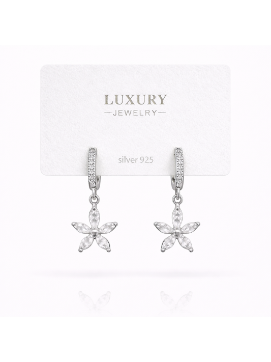 Sallantılı Zirkon Taşlı Gümüş İğneli