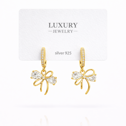 Sallantılı Zirkon Taşlı Gümüş İğneli Küpe