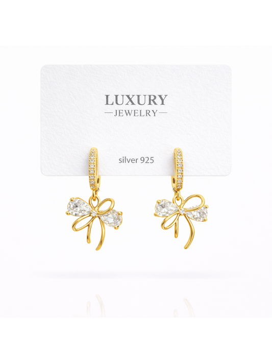 Sallantılı Zirkon Taşlı Gümüş İğneli Küpe