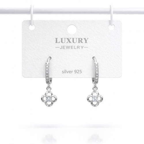 Sallantılı Zirkon Taşlı Gümüş İğneli Küpe