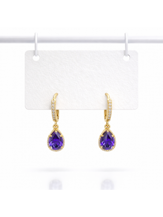 Sallantılı Zirkon Taşlı Gümüş İğneli Küpe