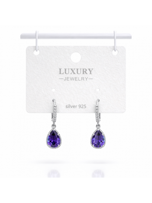 Sallantılı Zirkon Taşlı Gümüş İğneli Küpe