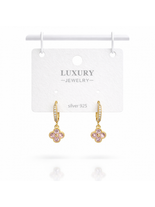 Zirkon Taşlı Gümüş İğneli Küpe