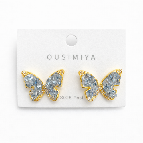 Kelebek Gümüş İğneli Küpe