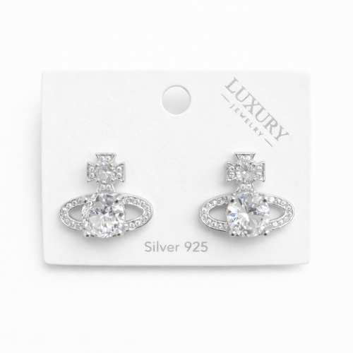 Zirkon Taşlı Gümüş İğneli Küpe