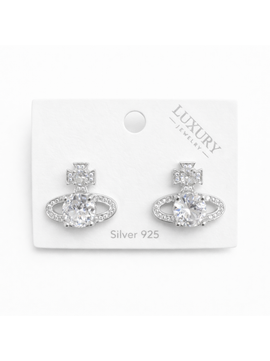 Zirkon Taşlı Gümüş İğneli Küpe