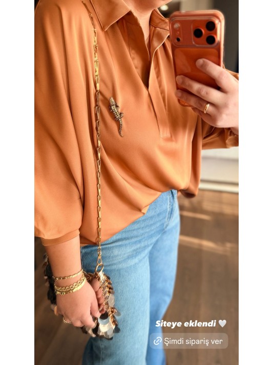 Gold Salaş Saten Gömlek