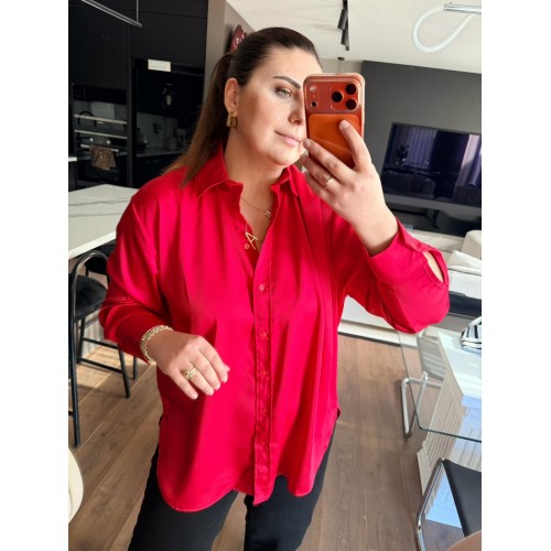 Kırmızı Saten Gömlek