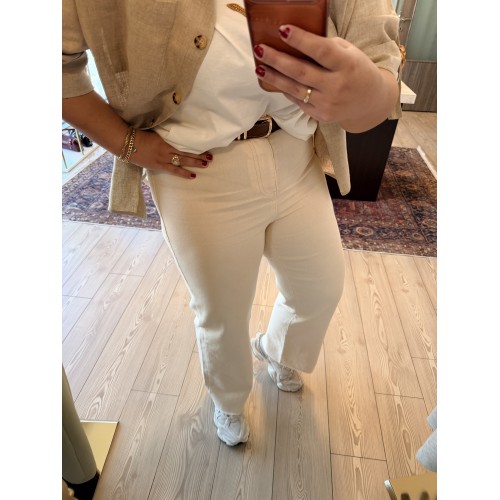 Likralı Bej Rengi Jean