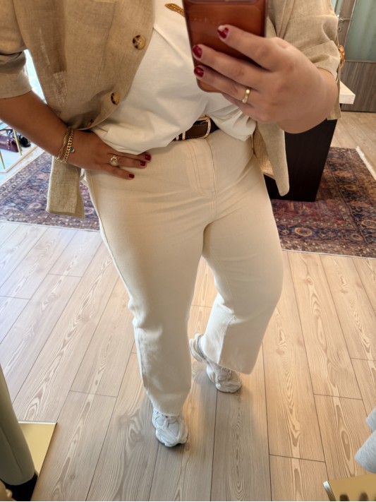 Likralı Bej Rengi Jean