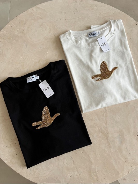 Taşlı B.club Beyaz Tişört