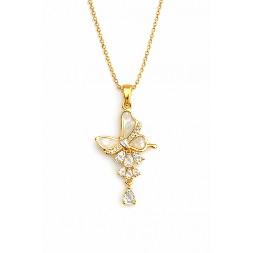 Zirkon Taşlı Çelik Kolye