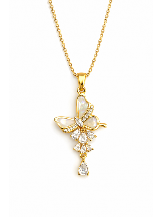 Zirkon Taşlı Çelik Kolye