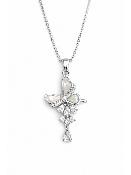 Zirkon Taşlı Çelik Kolye