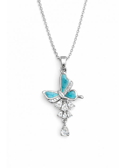 Zirkon Taşlı Çelik Kolye