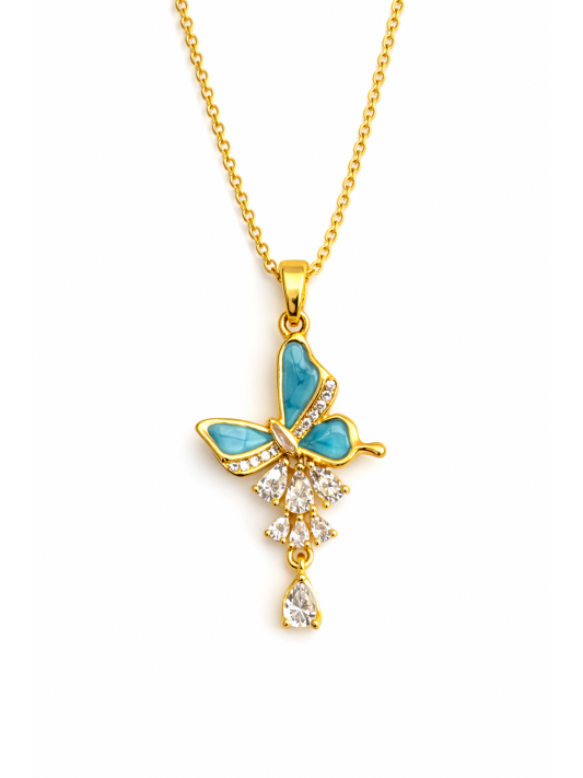 Zirkon Taşlı Çelik Kolye