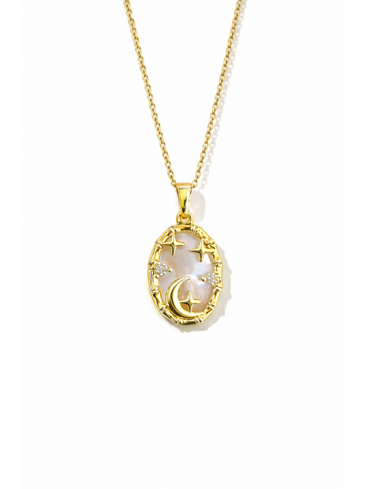 Zirkon Taşlı Çelik Kolye