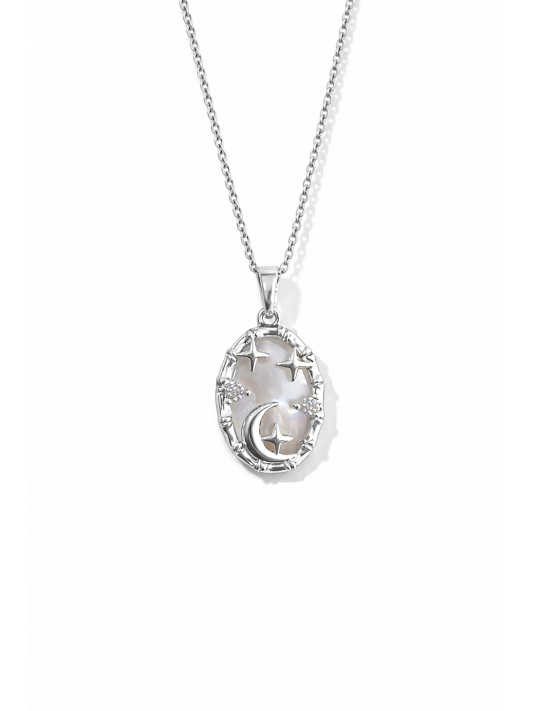 Zirkon Taşlı Çelik Kolye